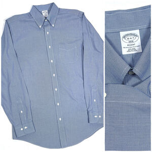 Brooks Brothers Mens Shirt Blue White Regent Dress Shirt Neck 16 6/7 Cotton
